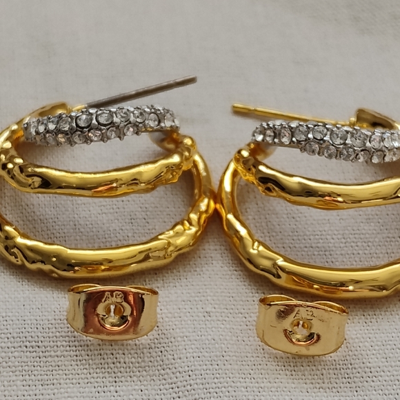 Alexis Bittar Gold and Silver Hoop Earring - Picture 4 of 4